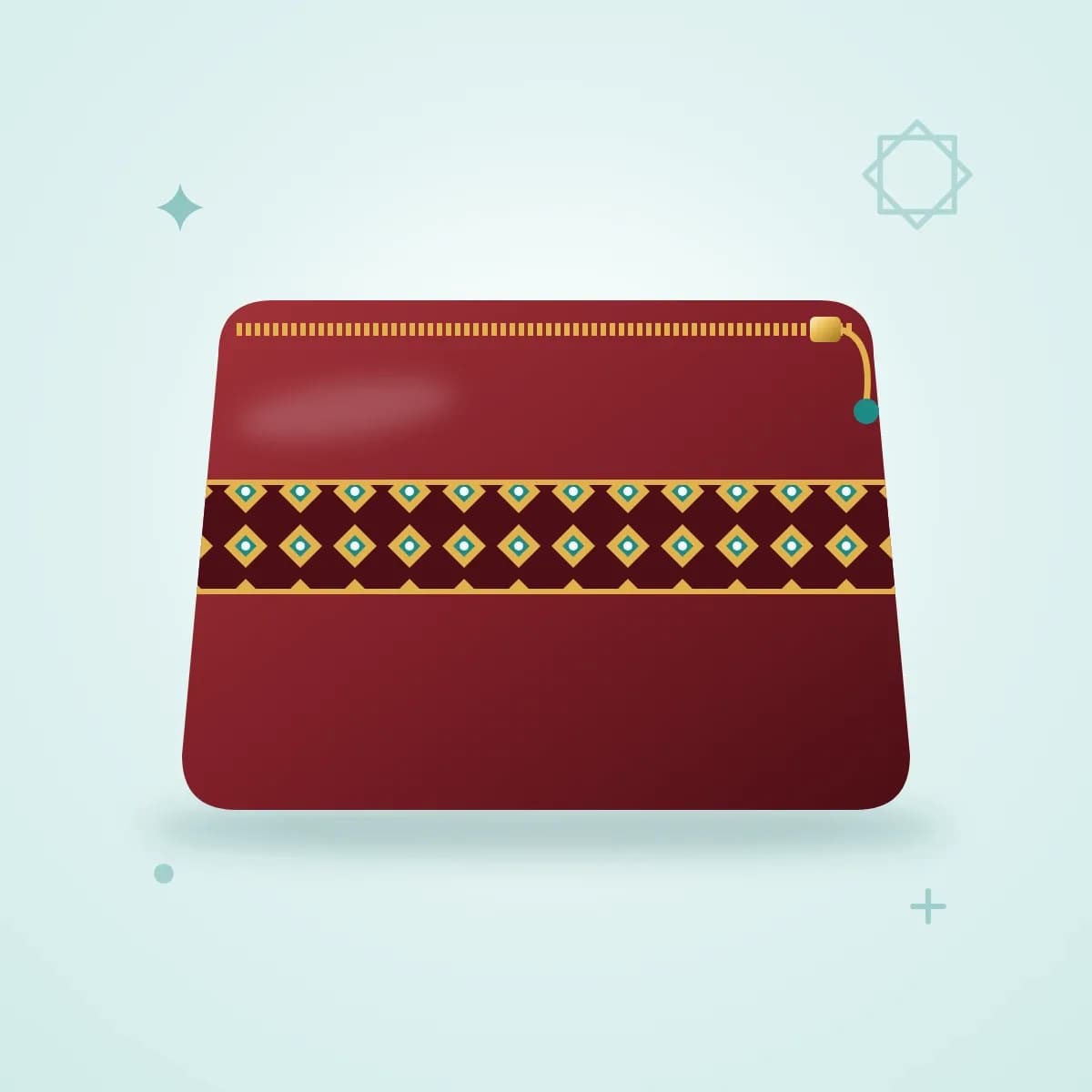 کیف آرایش مخمل با سوزن‌دوزی